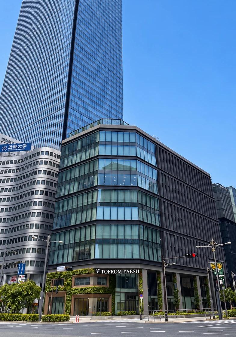 TOFROM YAESU の外観。1階に TOFROM YAESU のサイン